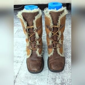 Cabela's Womens Leather  Faux Fur Line Winter Boots Size 6M